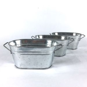 Mini Galvanized Planter Decor (Three)